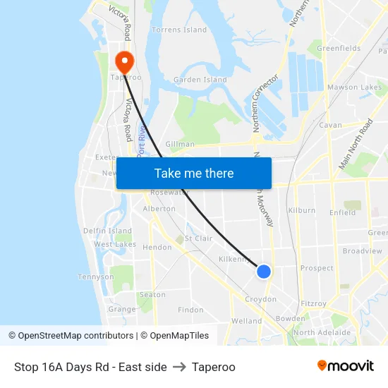 Stop 16A Days Rd - East side to Taperoo map