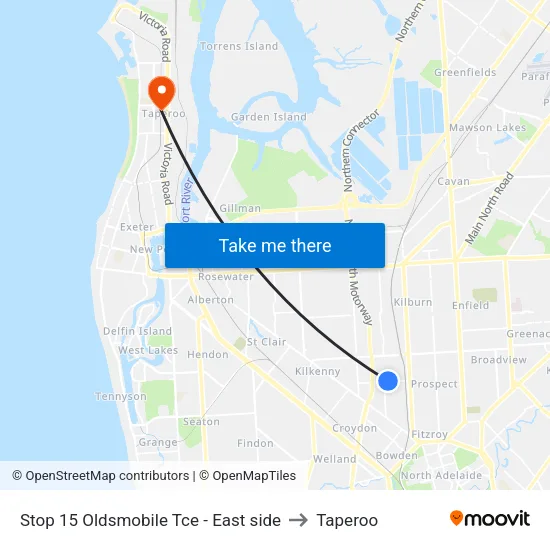 Stop 15 Oldsmobile Tce - East side to Taperoo map