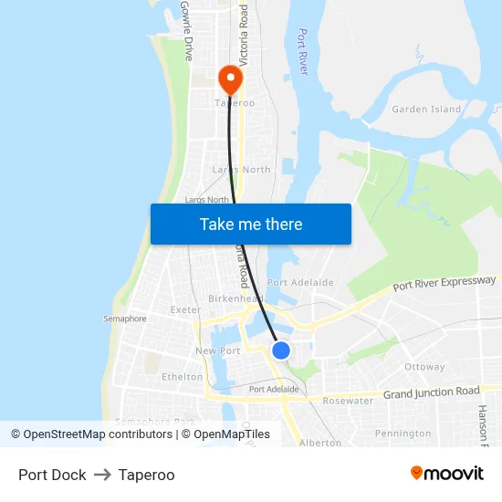 Port Dock to Taperoo map
