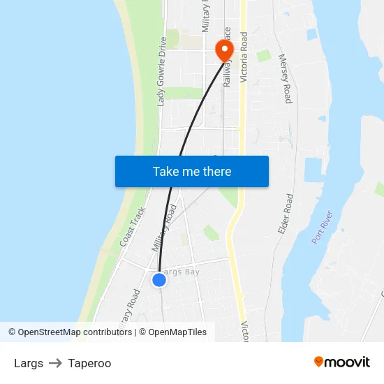 Largs to Taperoo map