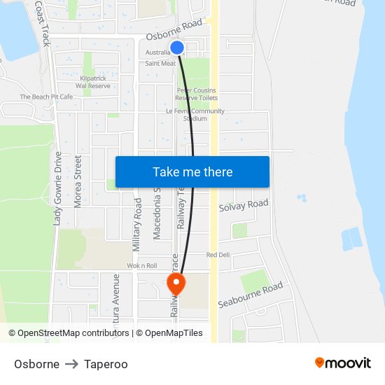 Osborne to Taperoo map