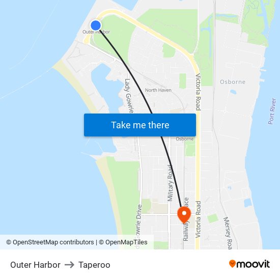 Outer Harbor to Taperoo map