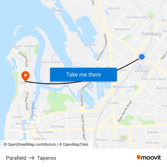 Parafield to Taperoo map