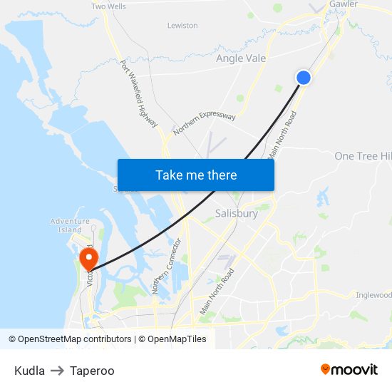 Kudla to Taperoo map