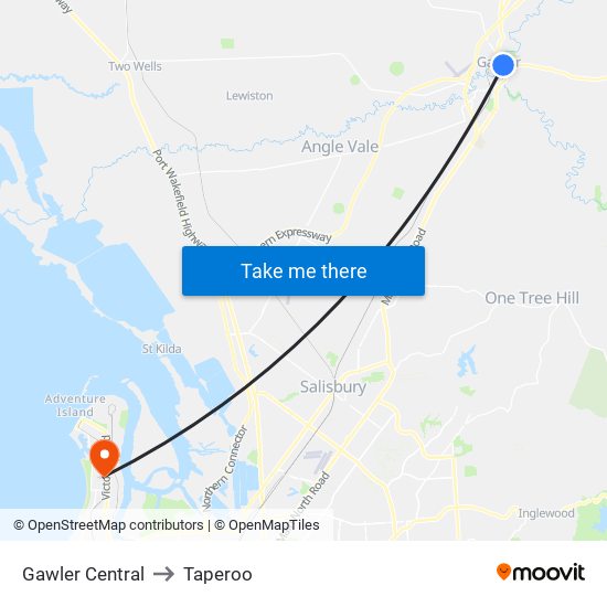 Gawler Central to Taperoo map