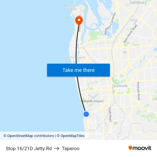 Stop 16/21D Jetty Rd to Taperoo map