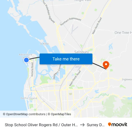 Stop School Oliver Rogers Rd / Outer Harbor Railway to Surrey Downs map