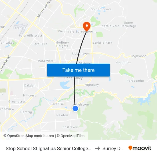 Stop School St Ignatius Senior College Manresa Ct to Surrey Downs map