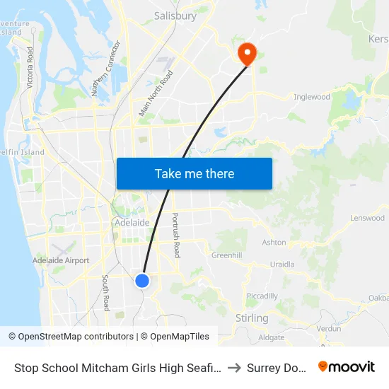 Stop School Mitcham Girls High Seafield Av to Surrey Downs map