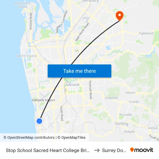 Stop School Sacred Heart College Brighton Rd to Surrey Downs map