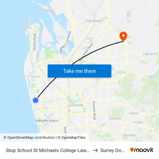 Stop School St Michaels College Lawrie St to Surrey Downs map