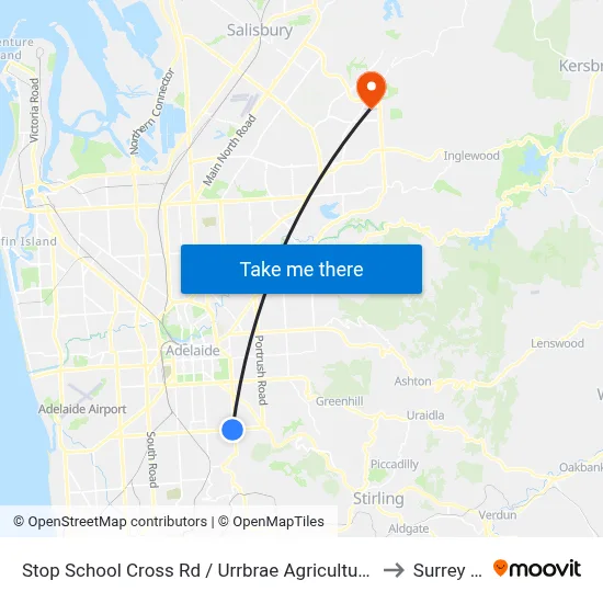 Stop School Cross Rd / Urrbrae Agricultural High School - North side to Surrey Downs map