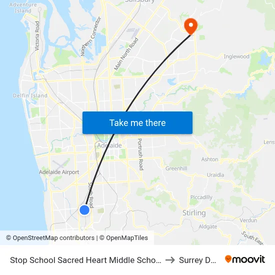 Stop School Sacred Heart Middle School Percy Av to Surrey Downs map