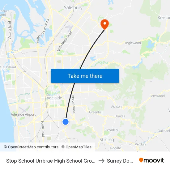 Stop School Urrbrae High School Grounds to Surrey Downs map