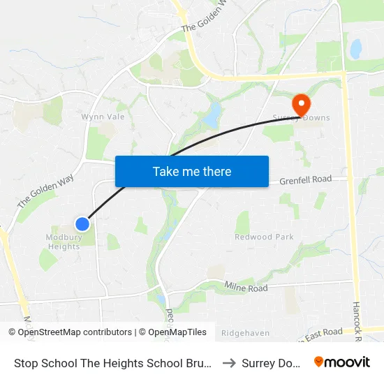 Stop School The Heights School Brunel Dr to Surrey Downs map