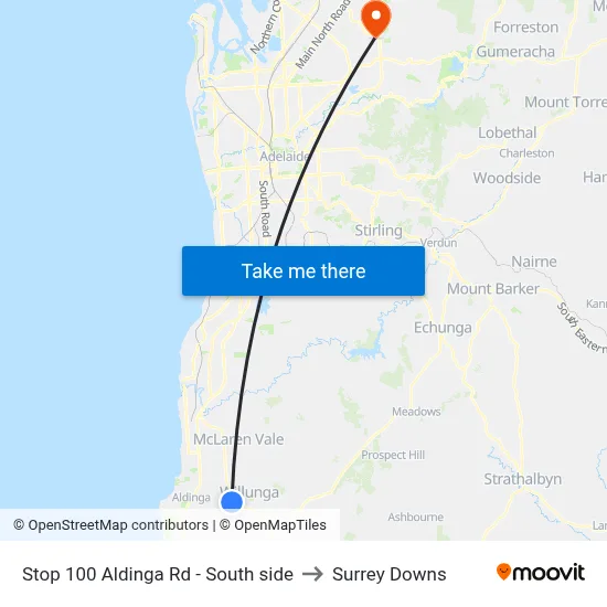 Stop 100 Aldinga Rd - South side to Surrey Downs map
