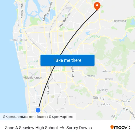 Zone A Seaview High School to Surrey Downs map