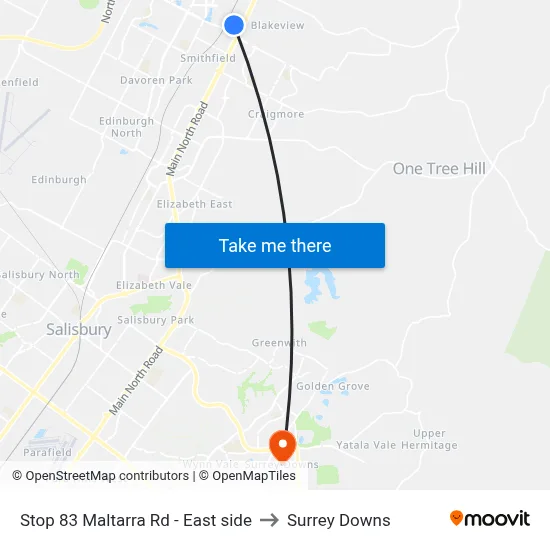 Stop 83 Maltarra Rd - East side to Surrey Downs map