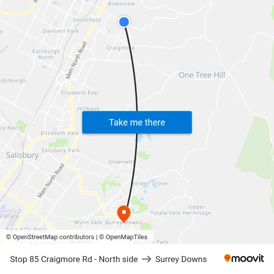 Stop 85 Craigmore Rd - North side to Surrey Downs map