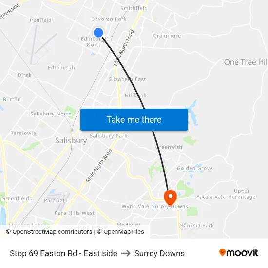 Stop 69 Easton Rd - East side to Surrey Downs map
