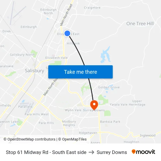 Stop 61 Midway Rd - South East side to Surrey Downs map
