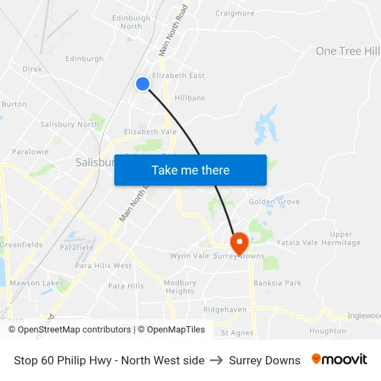 Stop 60 Philip Hwy - North West side to Surrey Downs map