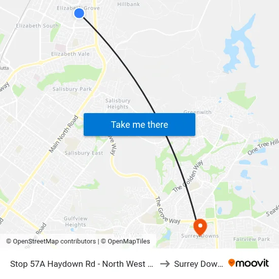 Stop 57A Haydown Rd - North West side to Surrey Downs map