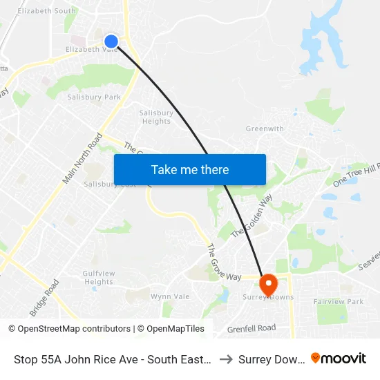 Stop 55A John Rice Ave - South East side to Surrey Downs map