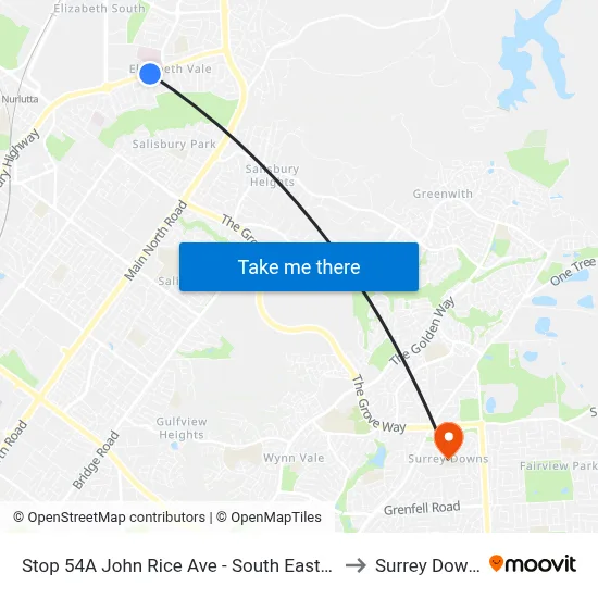 Stop 54A John Rice Ave - South East side to Surrey Downs map