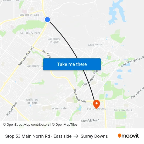 Stop 53 Main North Rd - East side to Surrey Downs map