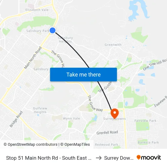 Stop 51 Main North Rd - South East side to Surrey Downs map