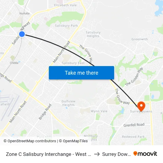 Zone C Salisbury Interchange - West Side to Surrey Downs map