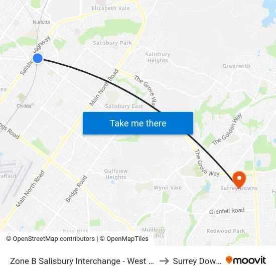 Zone B Salisbury Interchange - West Side to Surrey Downs map