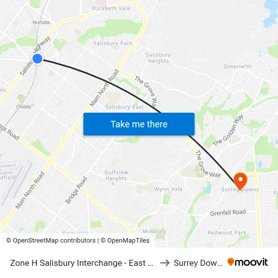 Zone H Salisbury Interchange - East Side to Surrey Downs map