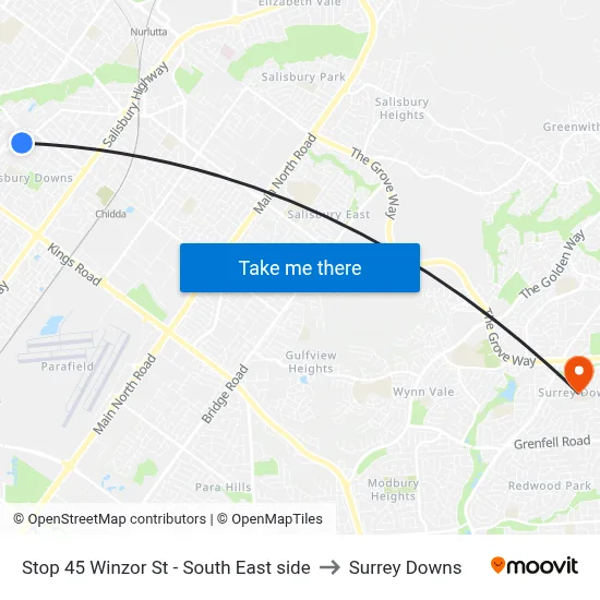 Stop 45 Winzor St - South East side to Surrey Downs map
