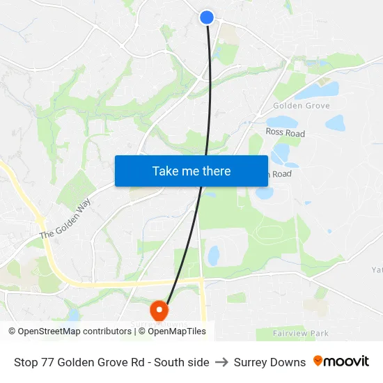 Stop 77 Golden Grove Rd - South side to Surrey Downs map