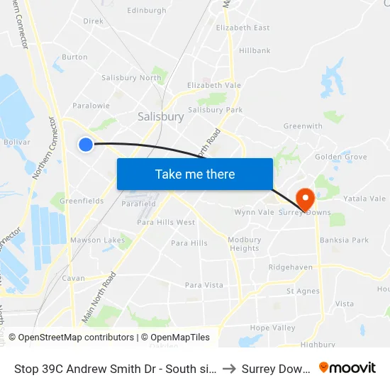 Stop 39C Andrew Smith Dr - South side to Surrey Downs map
