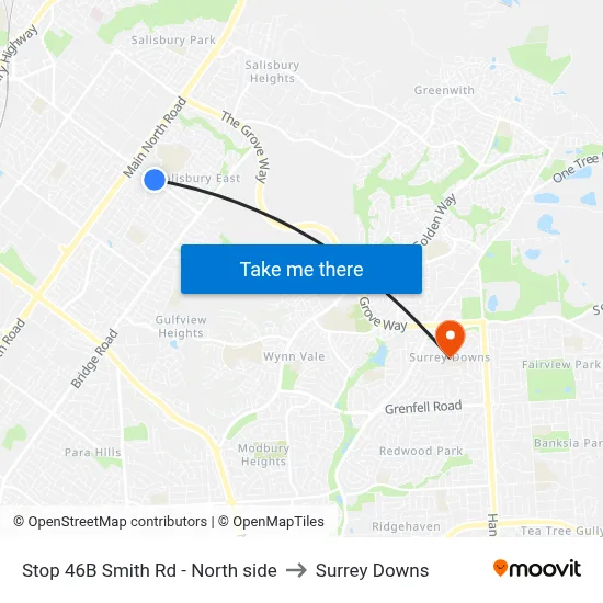 Stop 46B Smith Rd - North side to Surrey Downs map