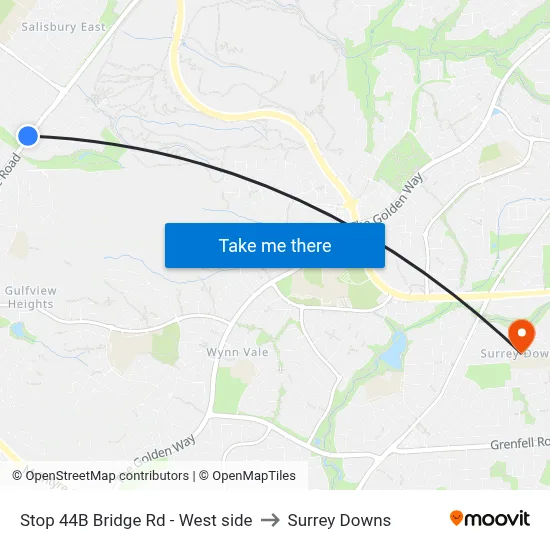 Stop 44B Bridge Rd - West side to Surrey Downs map