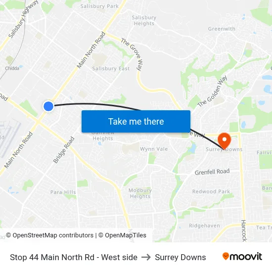 Stop 44 Main North Rd - West side to Surrey Downs map