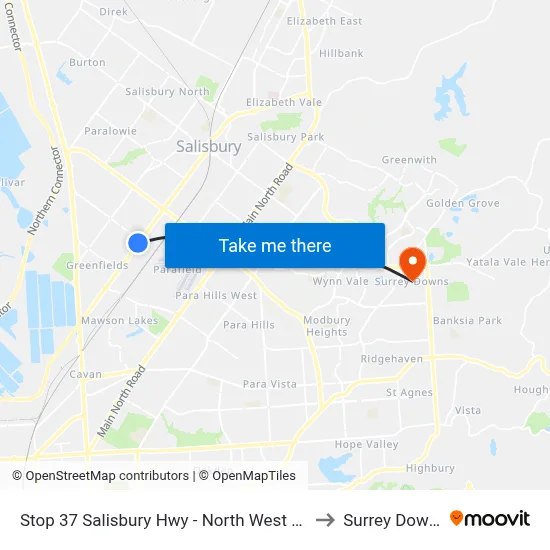 Stop 37 Salisbury Hwy - North West side to Surrey Downs map