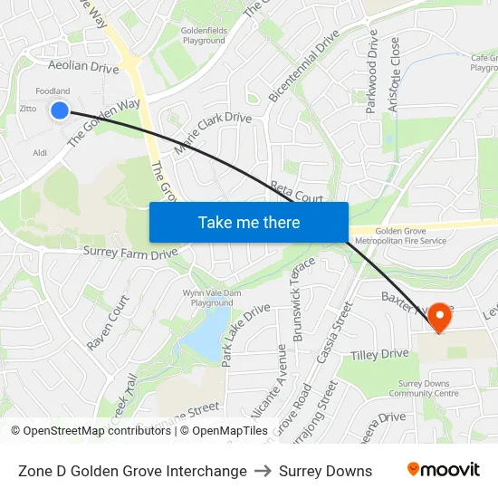 Zone D Golden Grove Interchange to Surrey Downs map