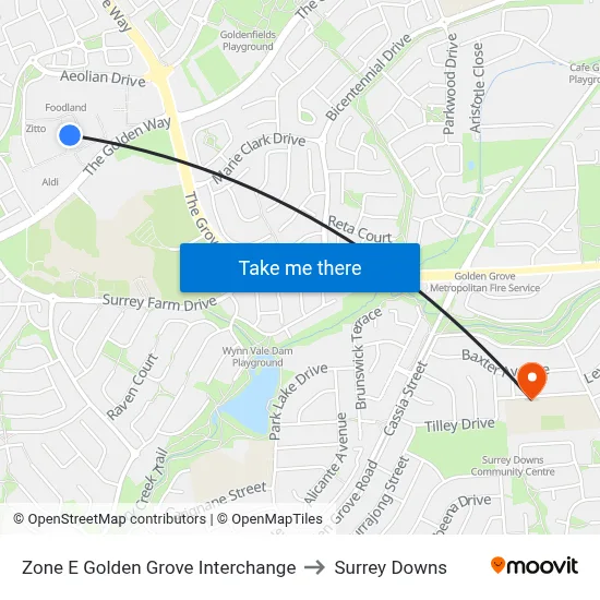 Zone E Golden Grove Interchange to Surrey Downs map