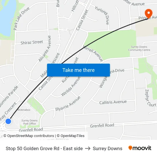 Stop 50 Golden Grove Rd - East side to Surrey Downs map