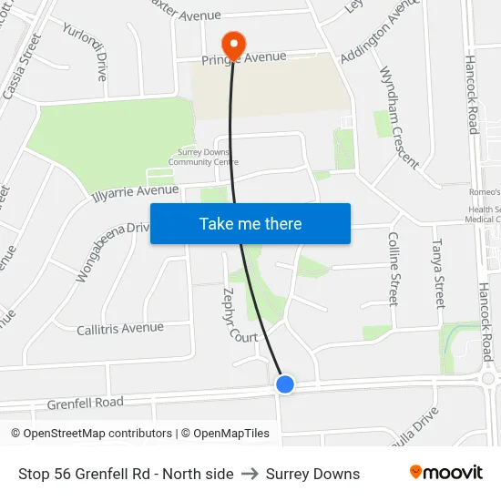 Stop 56 Grenfell Rd - North side to Surrey Downs map