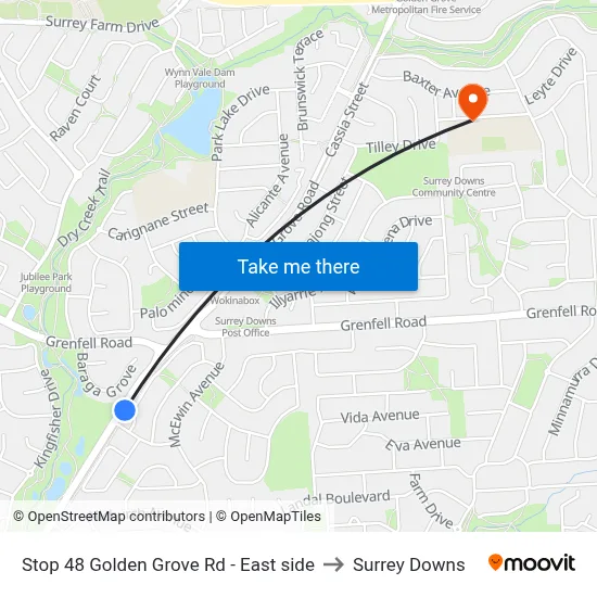 Stop 48 Golden Grove Rd - East side to Surrey Downs map