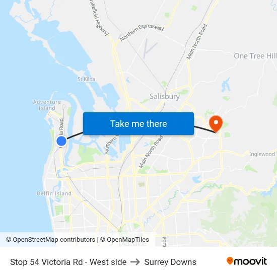Stop 54 Victoria Rd - West side to Surrey Downs map