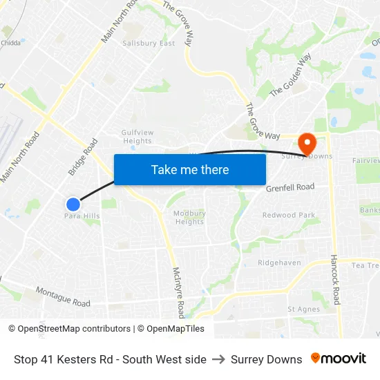 Stop 41 Kesters Rd - South West side to Surrey Downs map