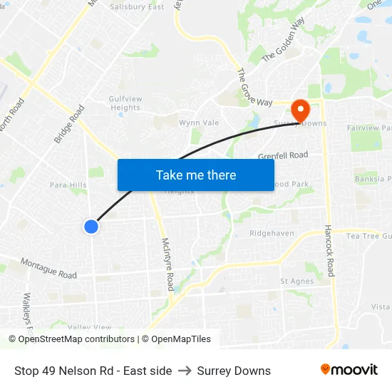 Stop 49 Nelson Rd - East side to Surrey Downs map