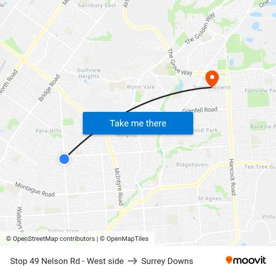 Stop 49 Nelson Rd - West side to Surrey Downs map